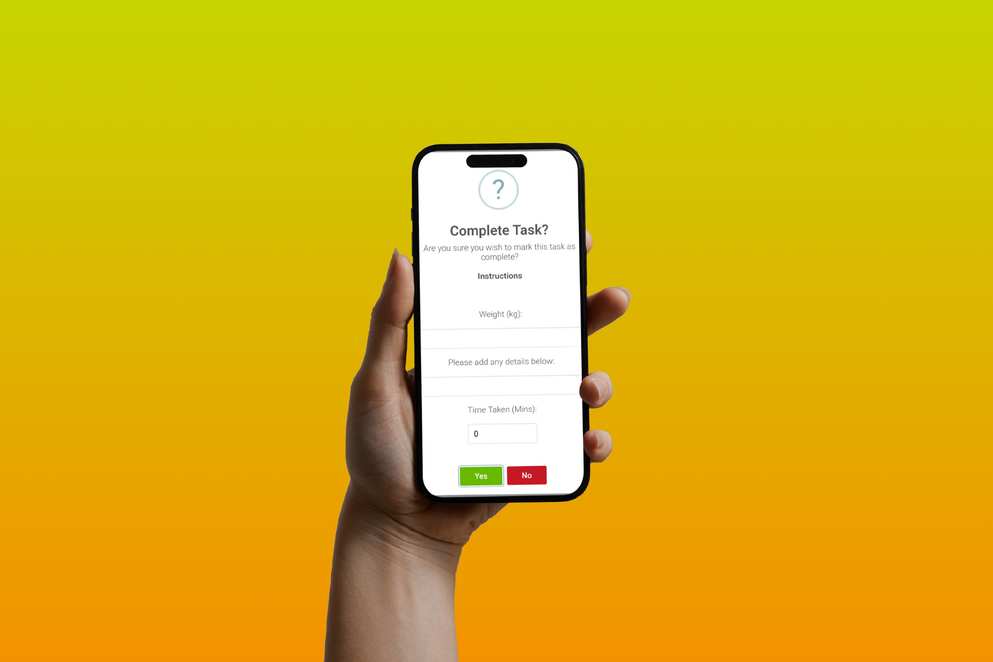 An image of hand holding a phone showing Fusion's care planning system
