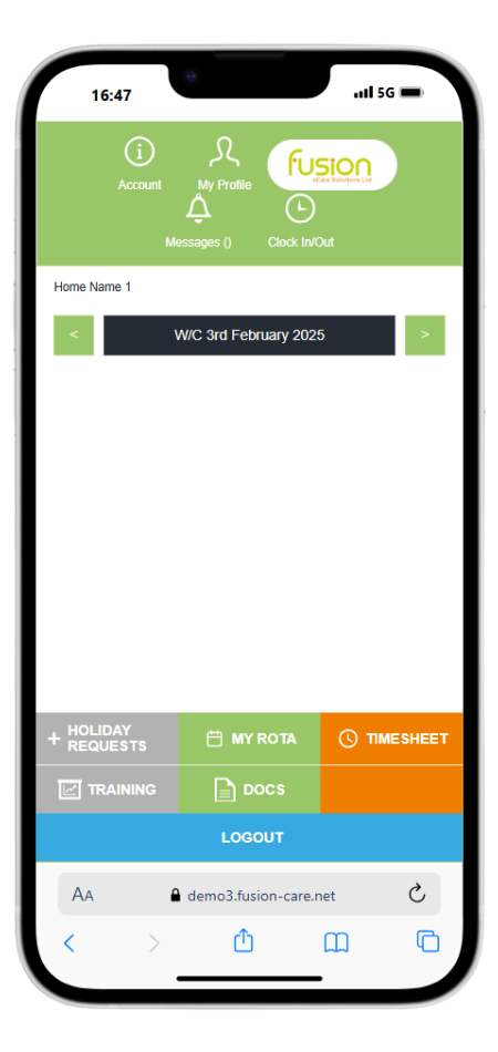 An image of an iPhone with staff app on it